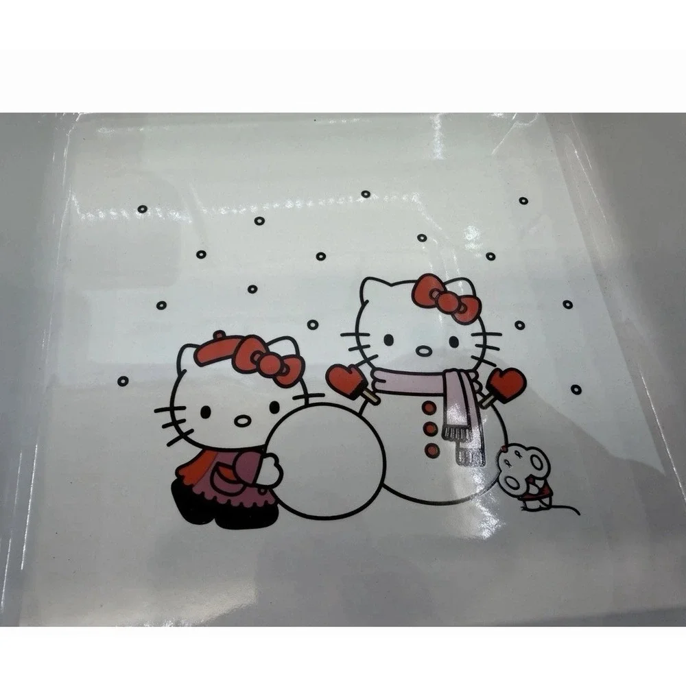 NEW Hello Kitty Christmas White Snowman & Candy Canes Square Ceramic Baking Dish